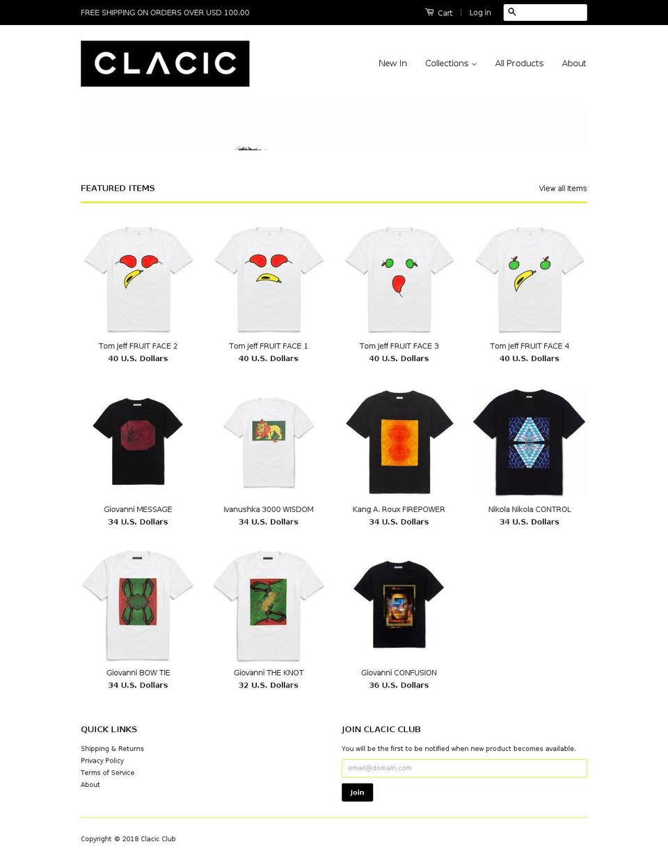 clacic.com — Shopify storefront screenshot