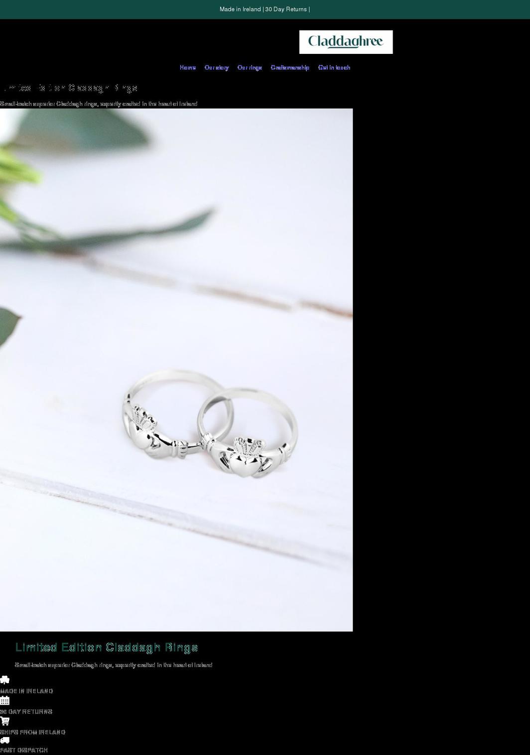 claddaghree.com shopify website screenshot