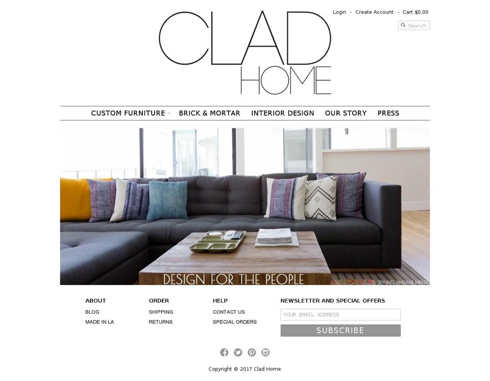 cladhome.com shopify website screenshot