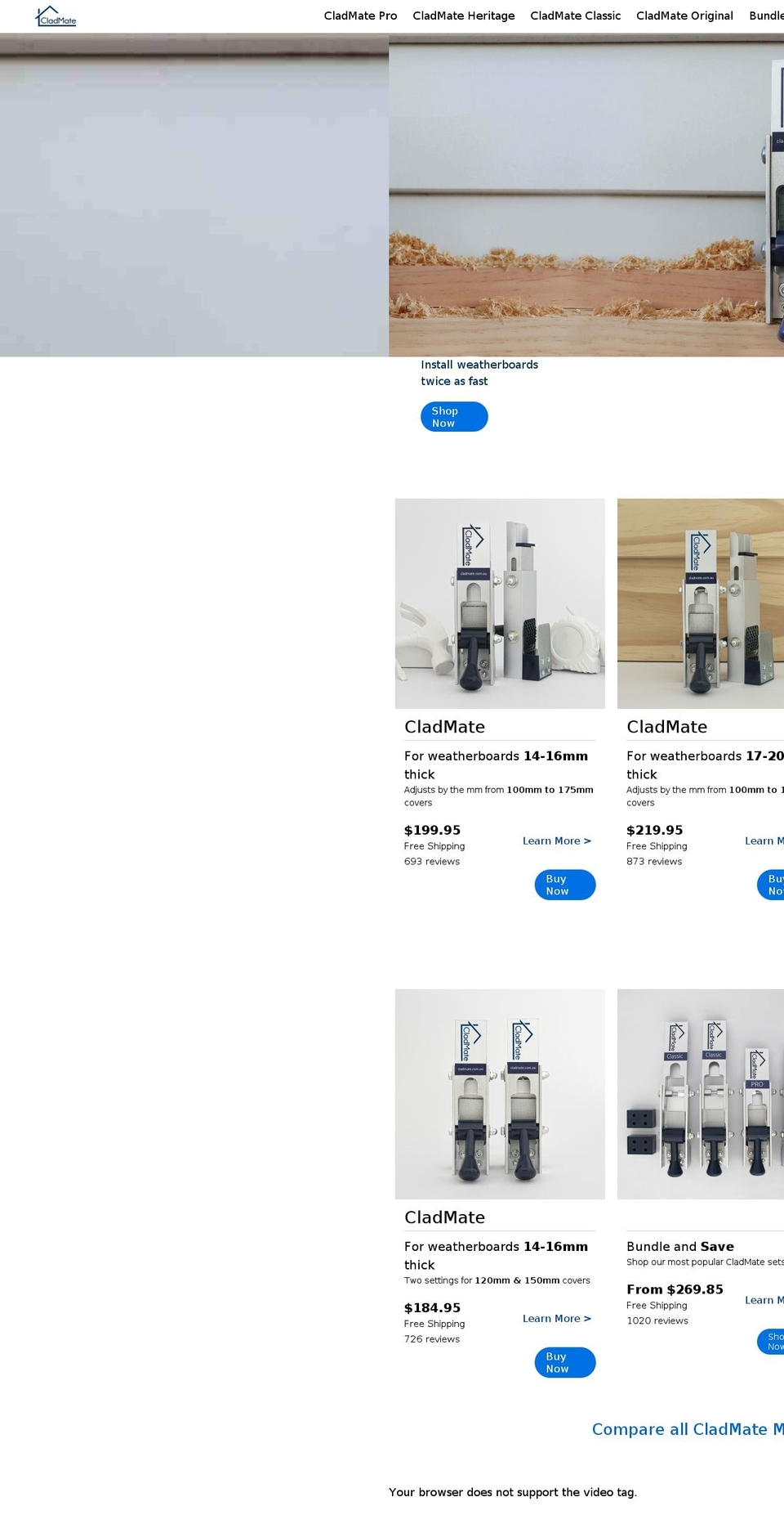 cladmate.com.au shopify website screenshot