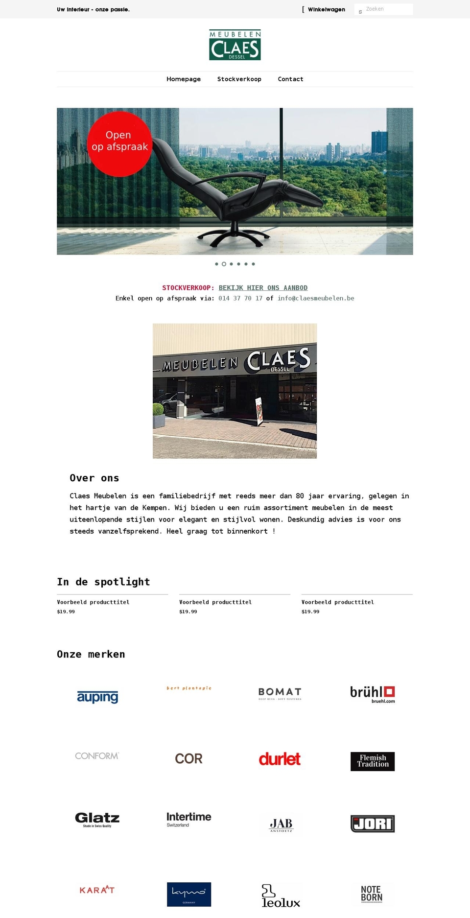 claesmeubelen.be shopify website screenshot