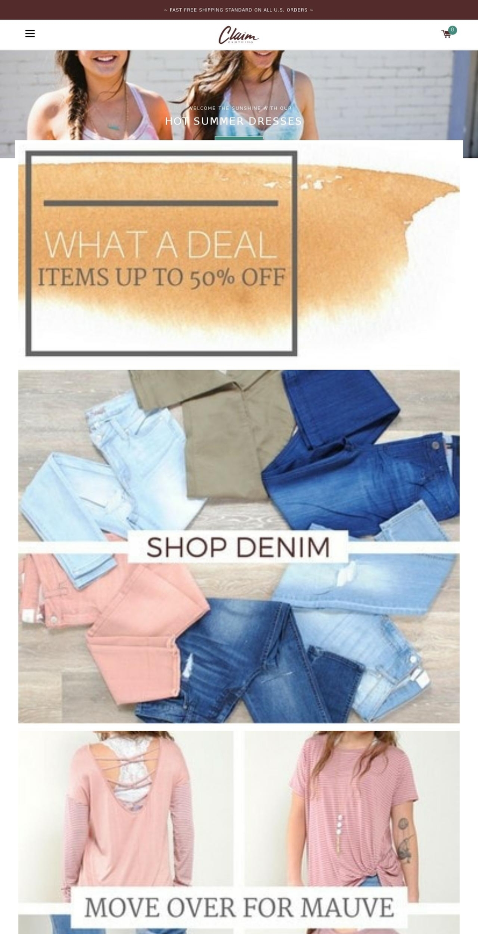 claimclothing.com shopify website screenshot