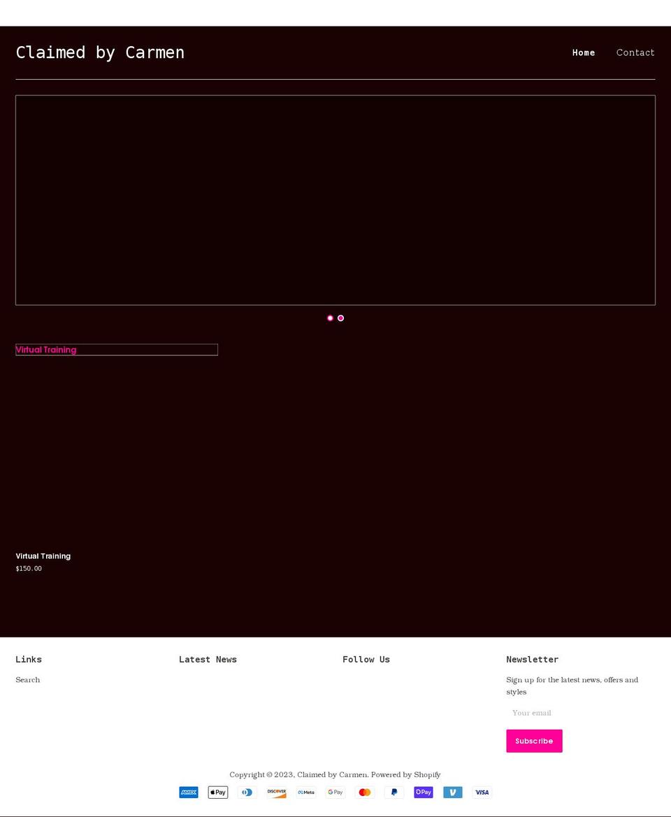 claimedbycarmen.com shopify website screenshot