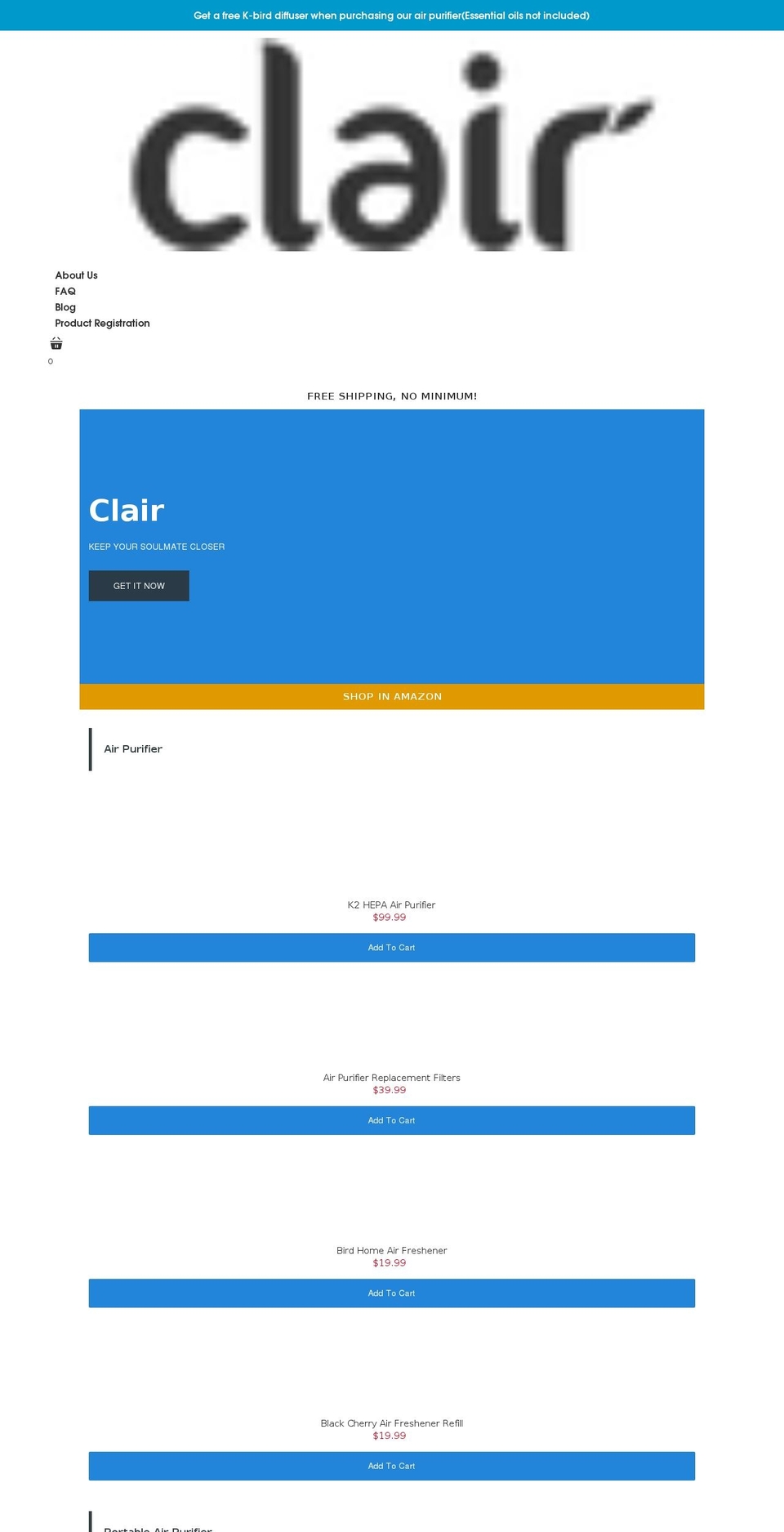 clairamerica.com shopify website screenshot