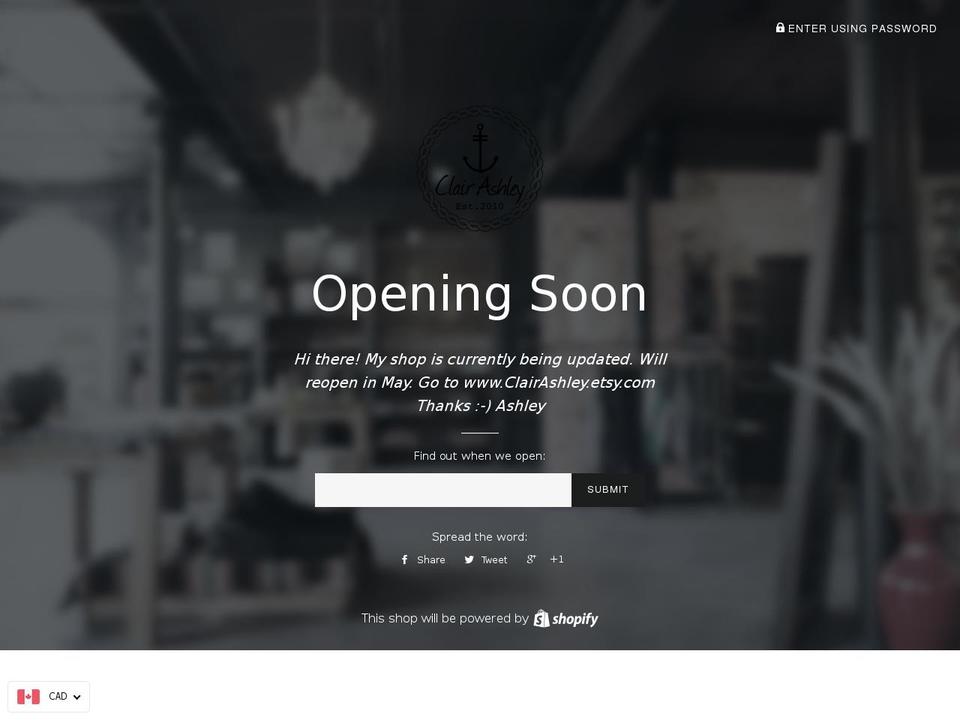 clairashley.com shopify website screenshot