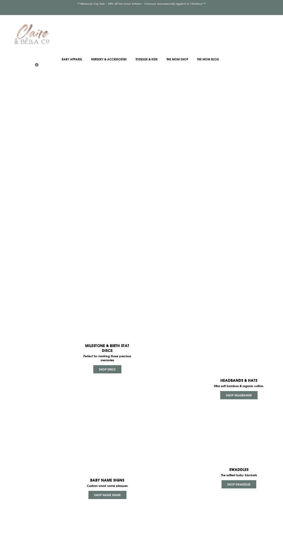 claireandbella.com — Shopify storefront screenshot