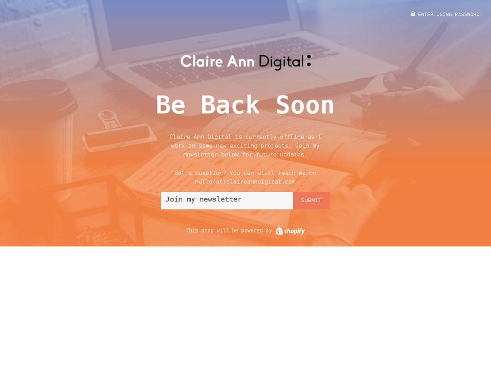 claireanndigital.com shopify website screenshot