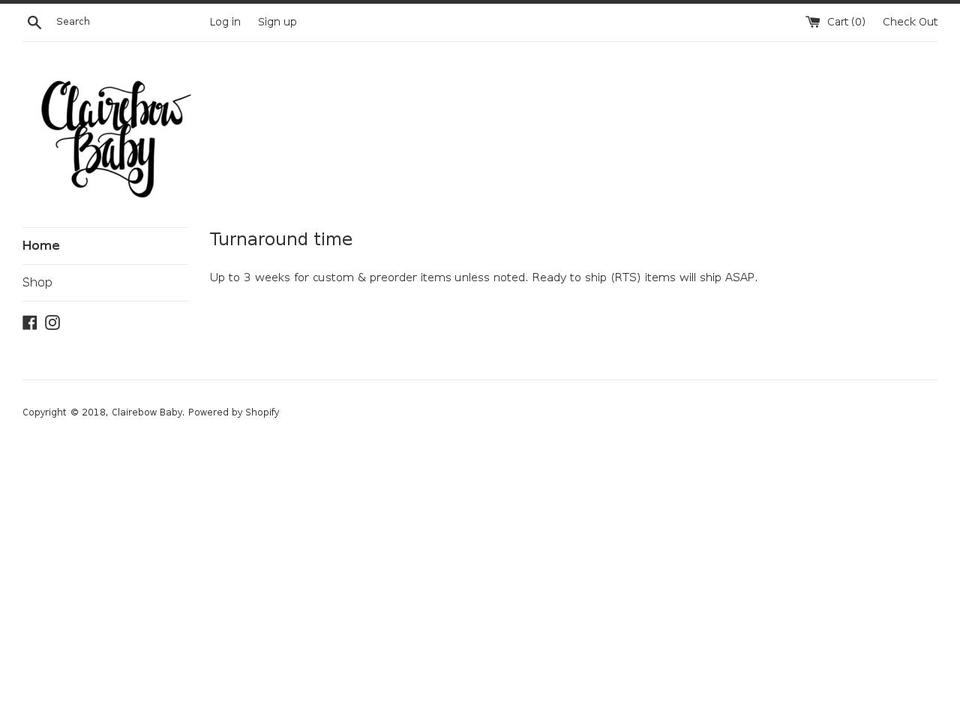 clairebowbaby.com — Shopify storefront screenshot