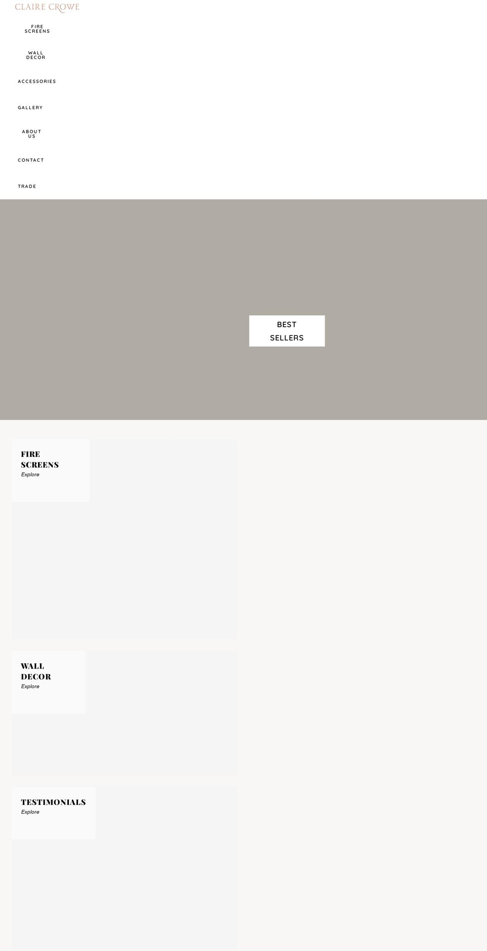 clairecrowecollection.com shopify website screenshot