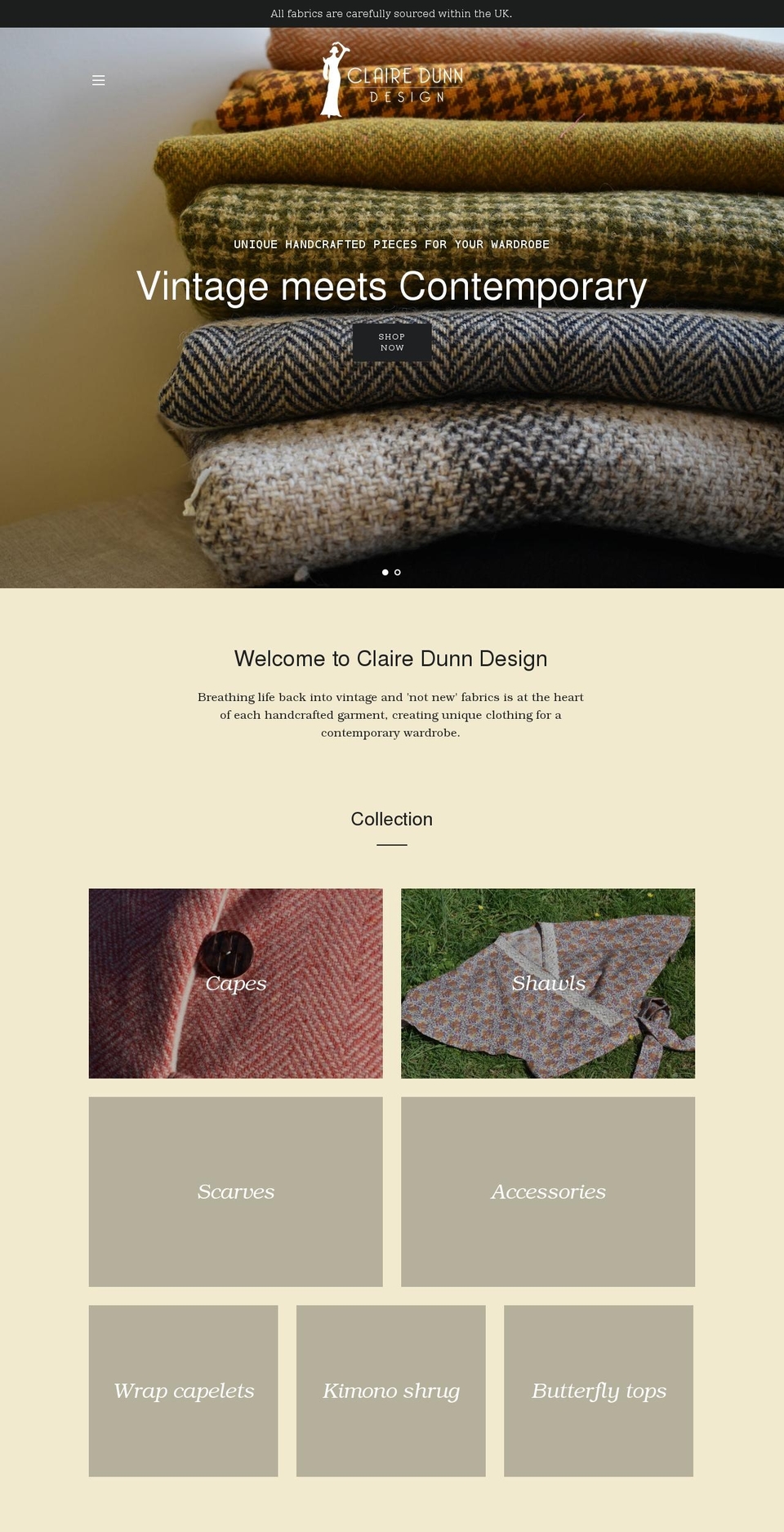 clairedunndesign.co.uk shopify website screenshot