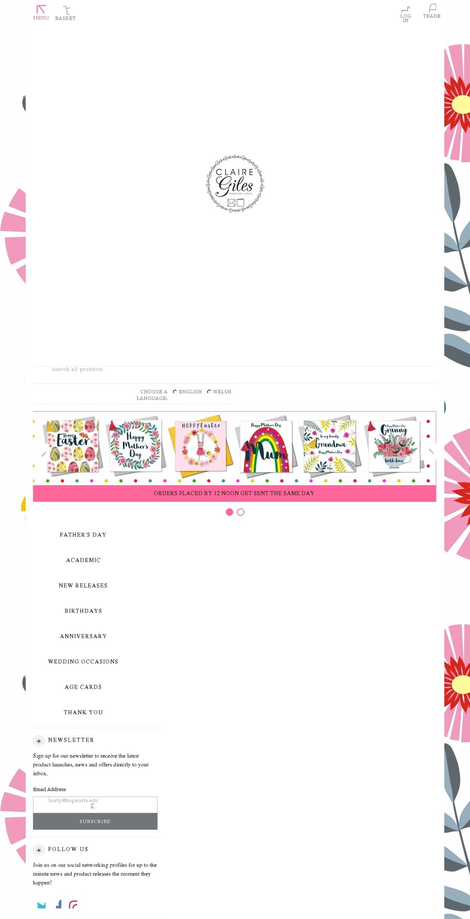 clairegiles.com shopify website screenshot