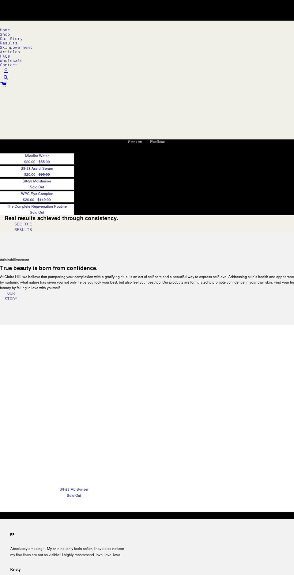 clairehill.com.au shopify website screenshot