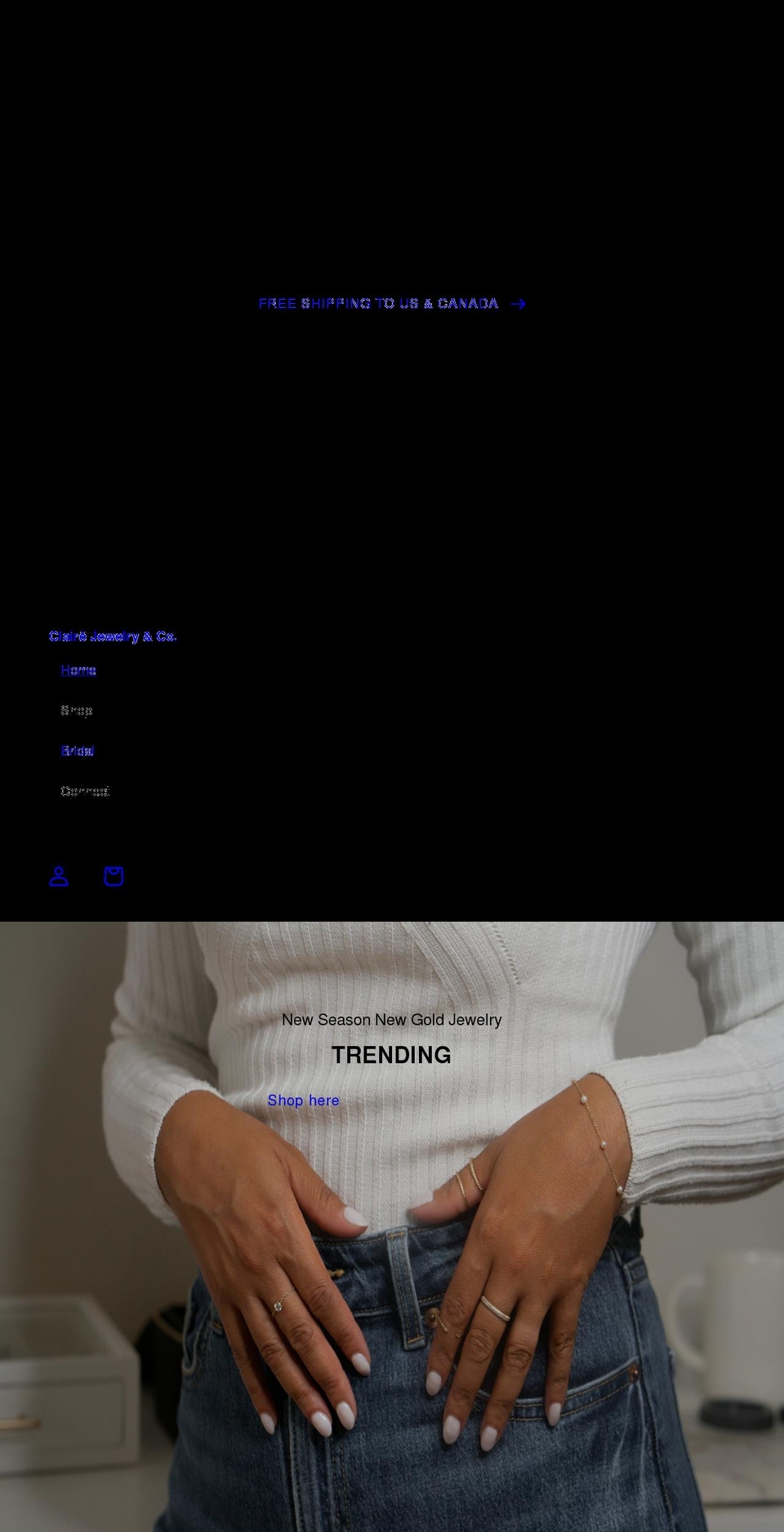 clairejewelry.com shopify website screenshot