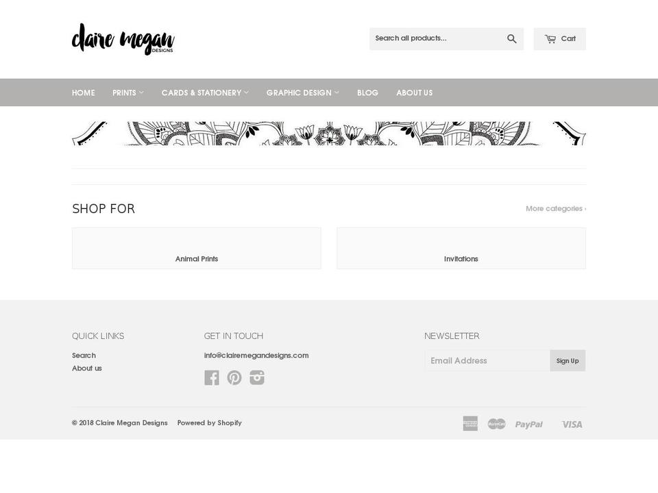 clairemegandesigns.com — Shopify storefront screenshot