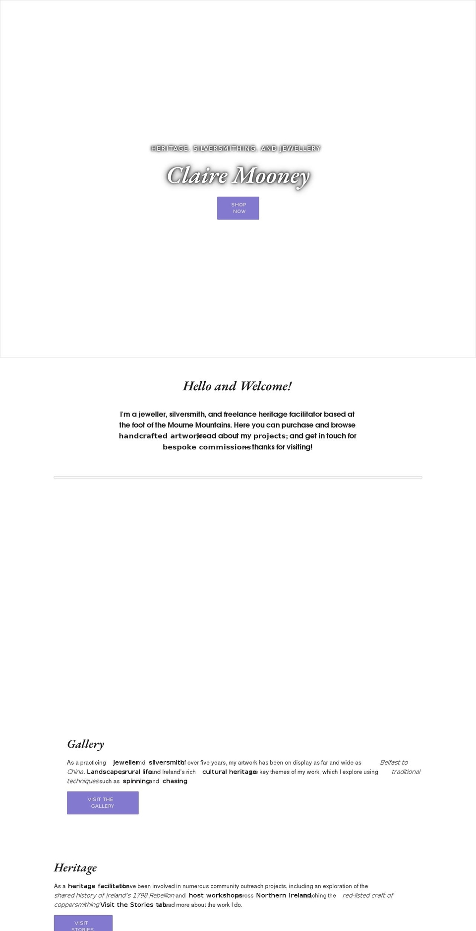 clairemooneysilver.com shopify website screenshot