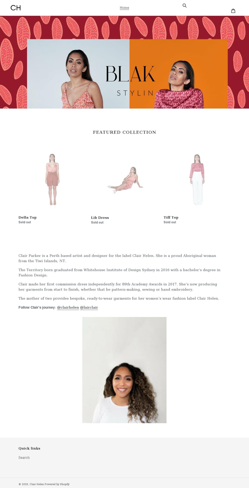 clairhelen.com.au shopify website screenshot