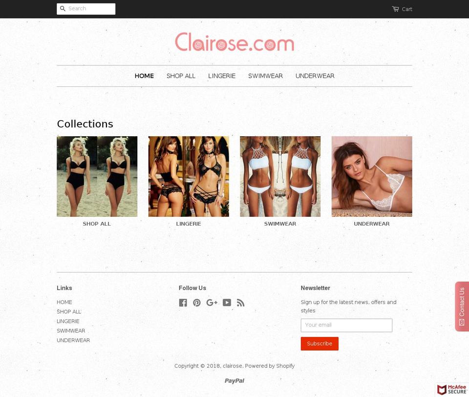 clairose.com — Shopify storefront screenshot