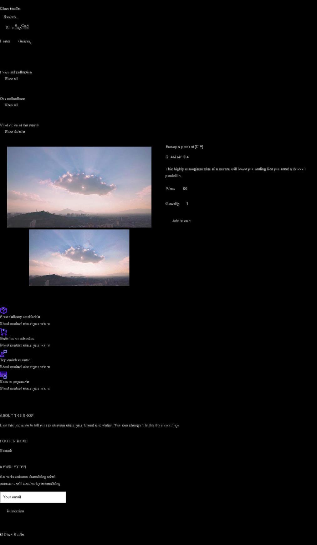 clam.media shopify website screenshot