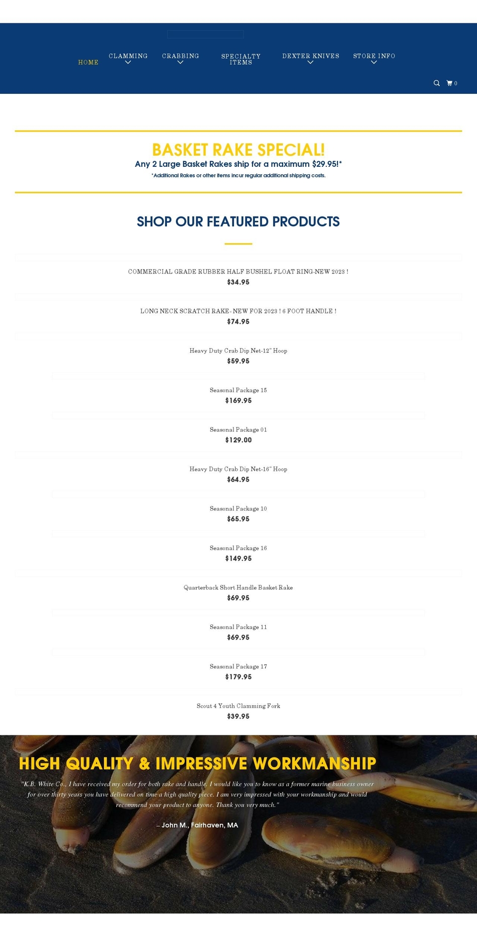 clamming.com shopify website screenshot