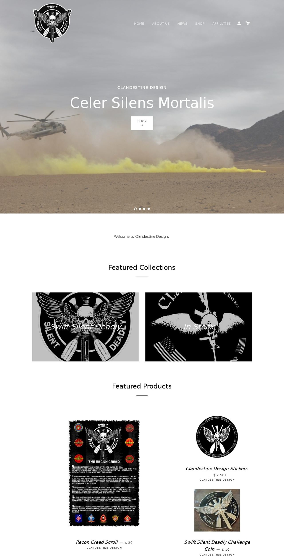 clandestine-design.com shopify website screenshot