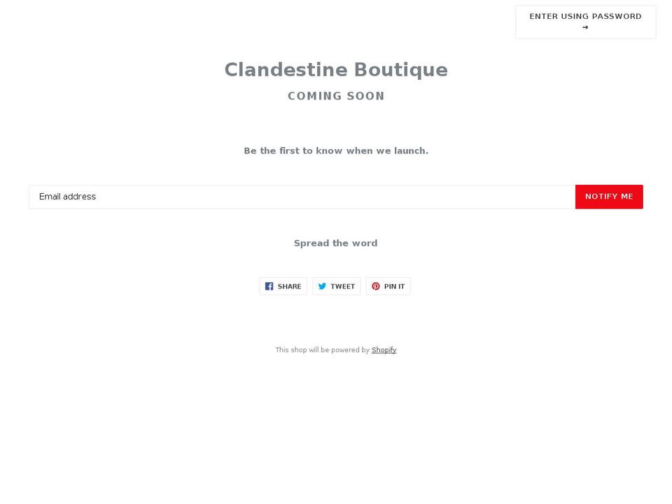 Avone Shopify theme site example clandestineboutique.com