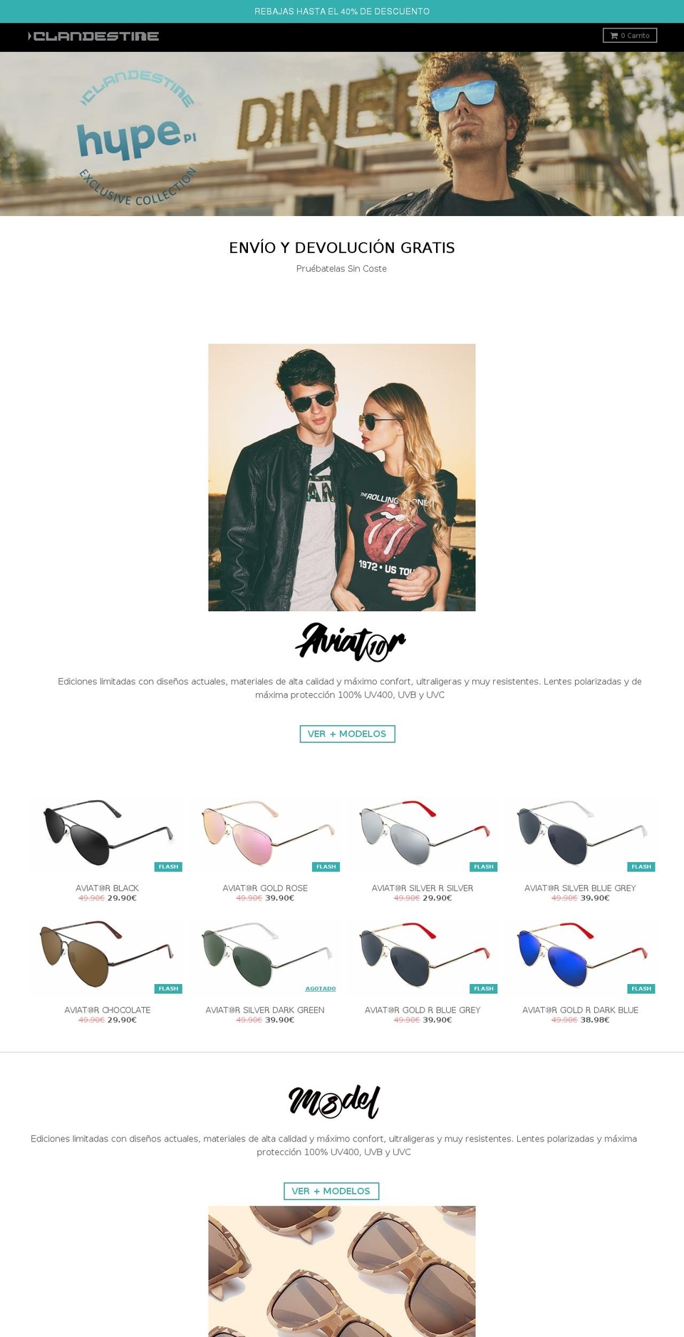 clandestinesun.com — Shopify storefront screenshot