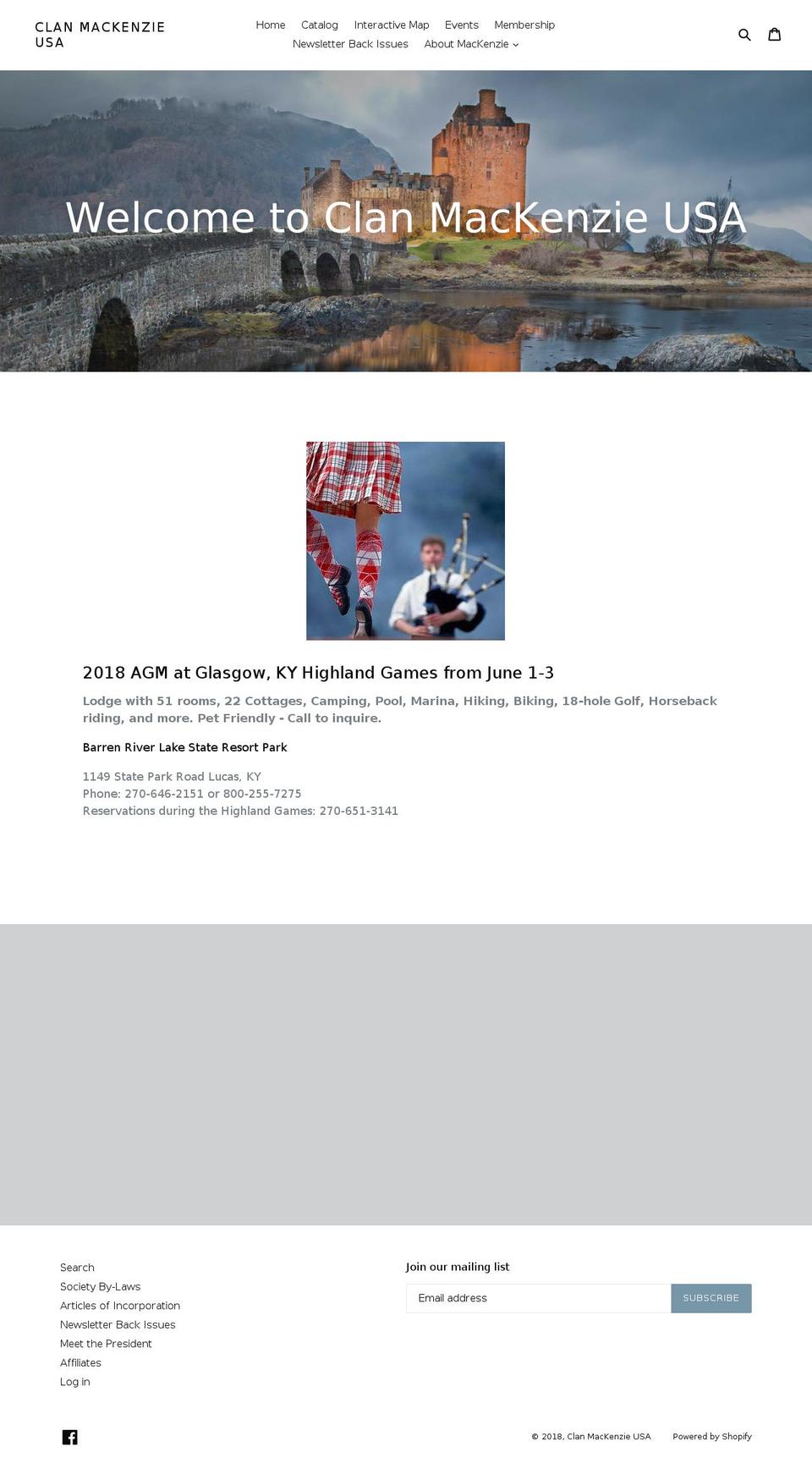 clanmackenzieusa.com — Shopify storefront screenshot