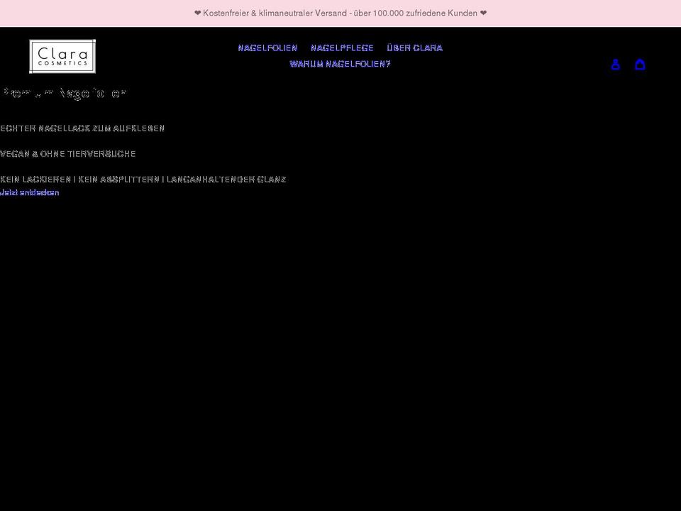 clara-cosmetics.com shopify website screenshot