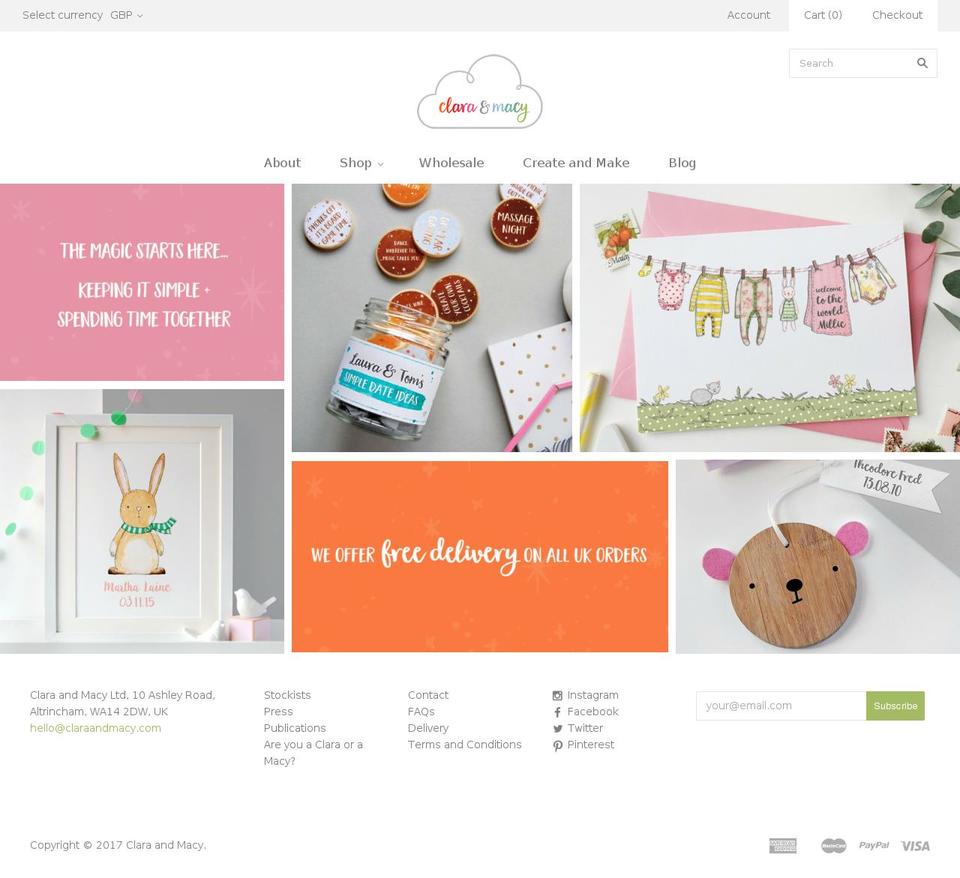 claraandmacy.com shopify website screenshot