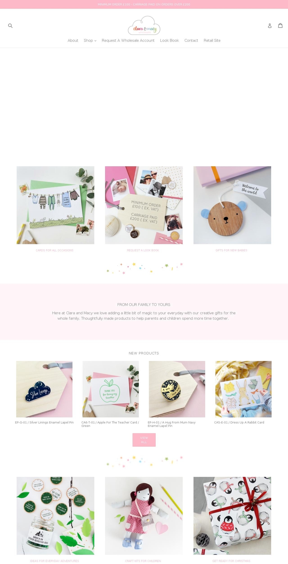 claraandmacywholesale.com shopify website screenshot