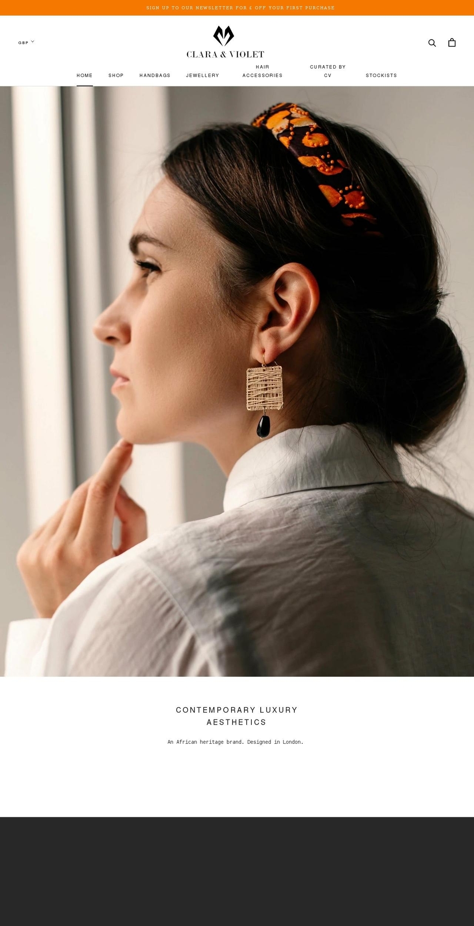 claraandviolet.com shopify website screenshot