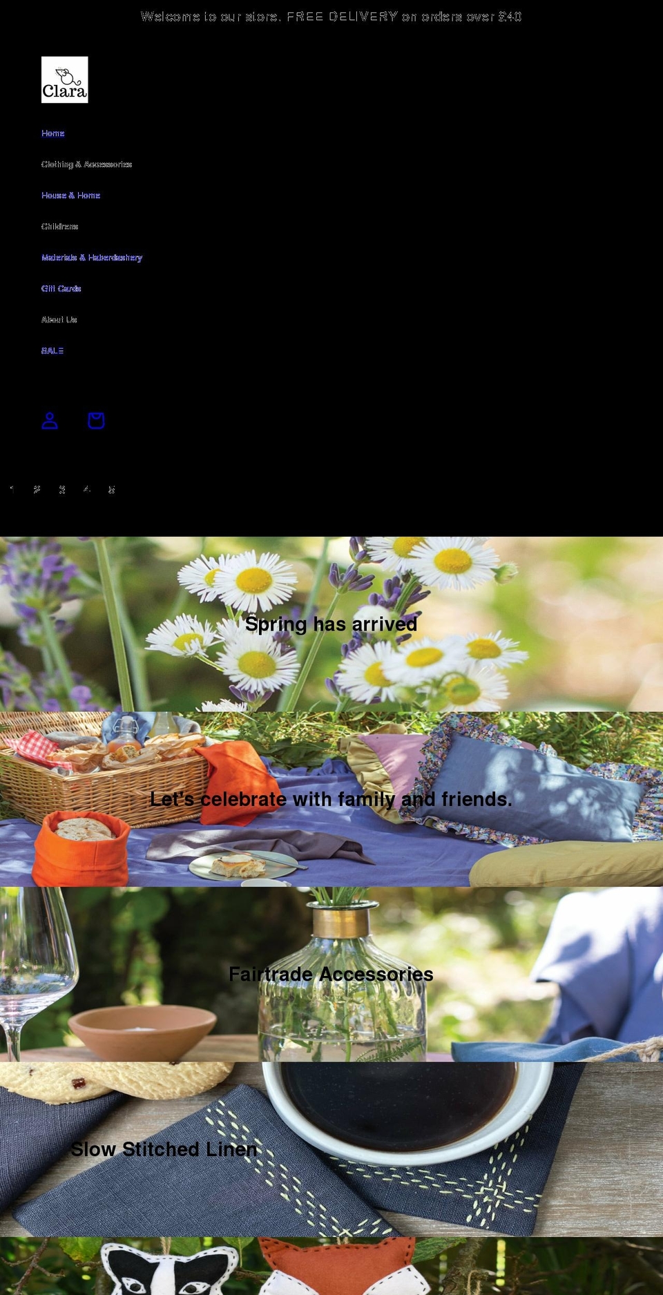 claracreate.com shopify website screenshot