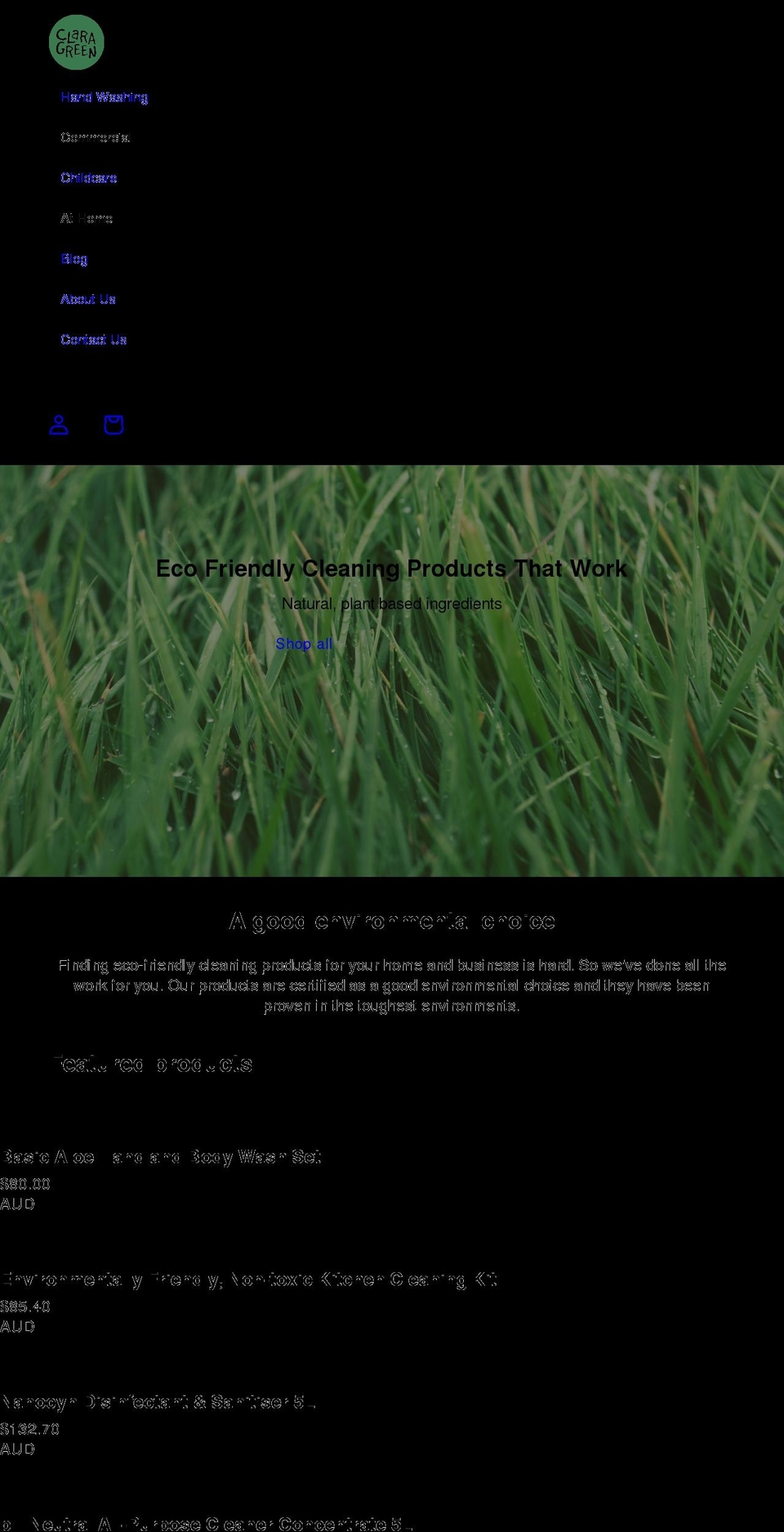 claragreen.com.au shopify website screenshot