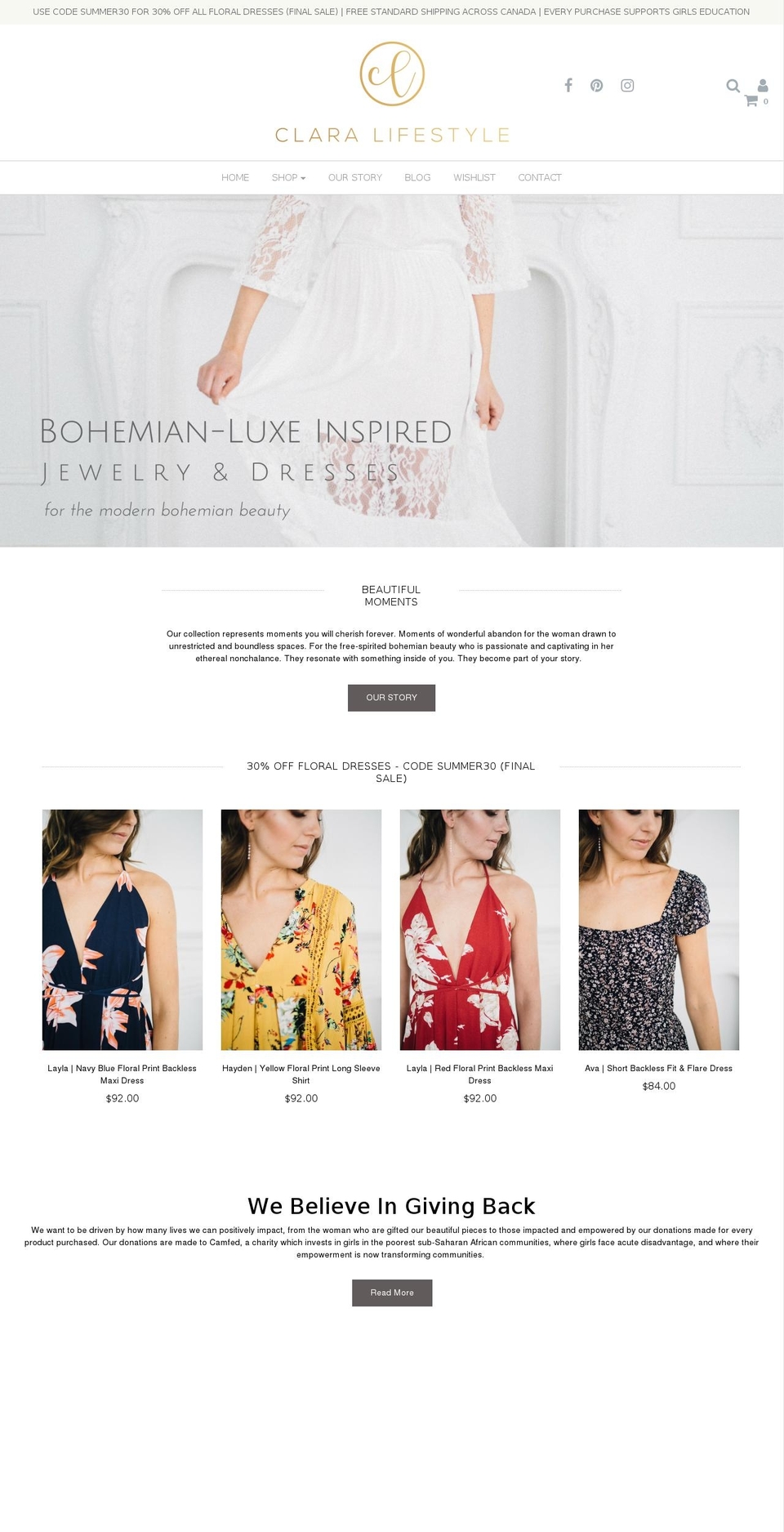 claralifestyle.com — Shopify storefront screenshot