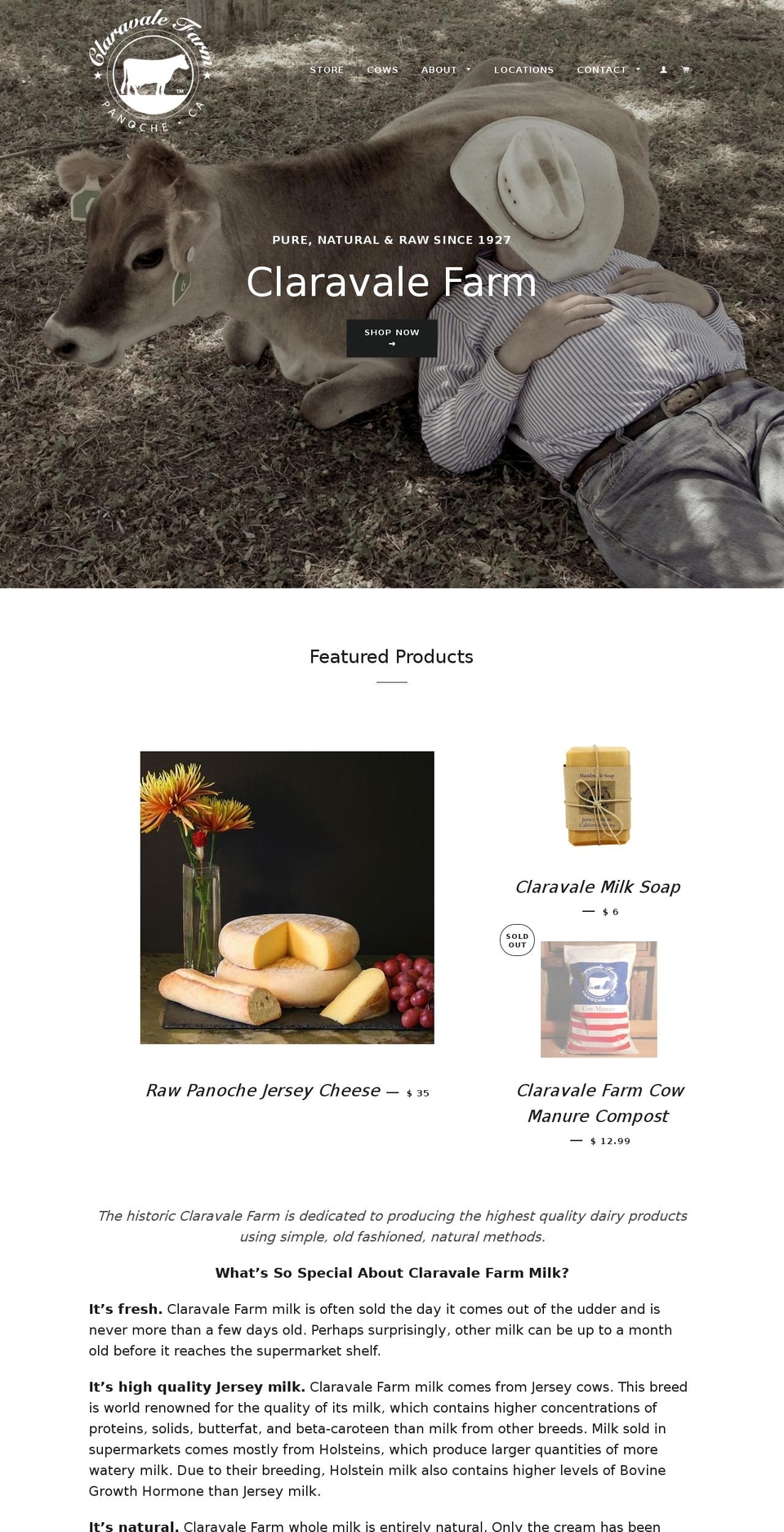 claravalefarm.com shopify website screenshot