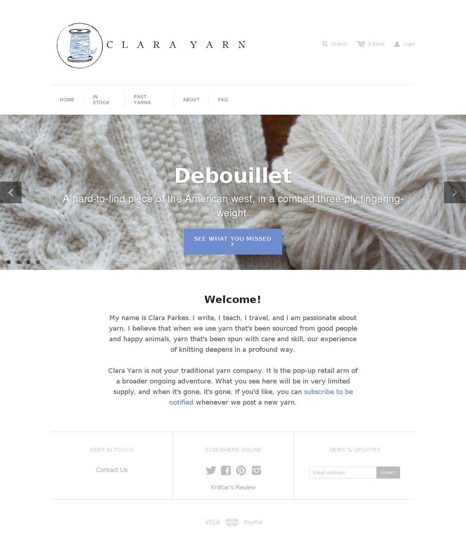clarayarn.com — Shopify storefront screenshot