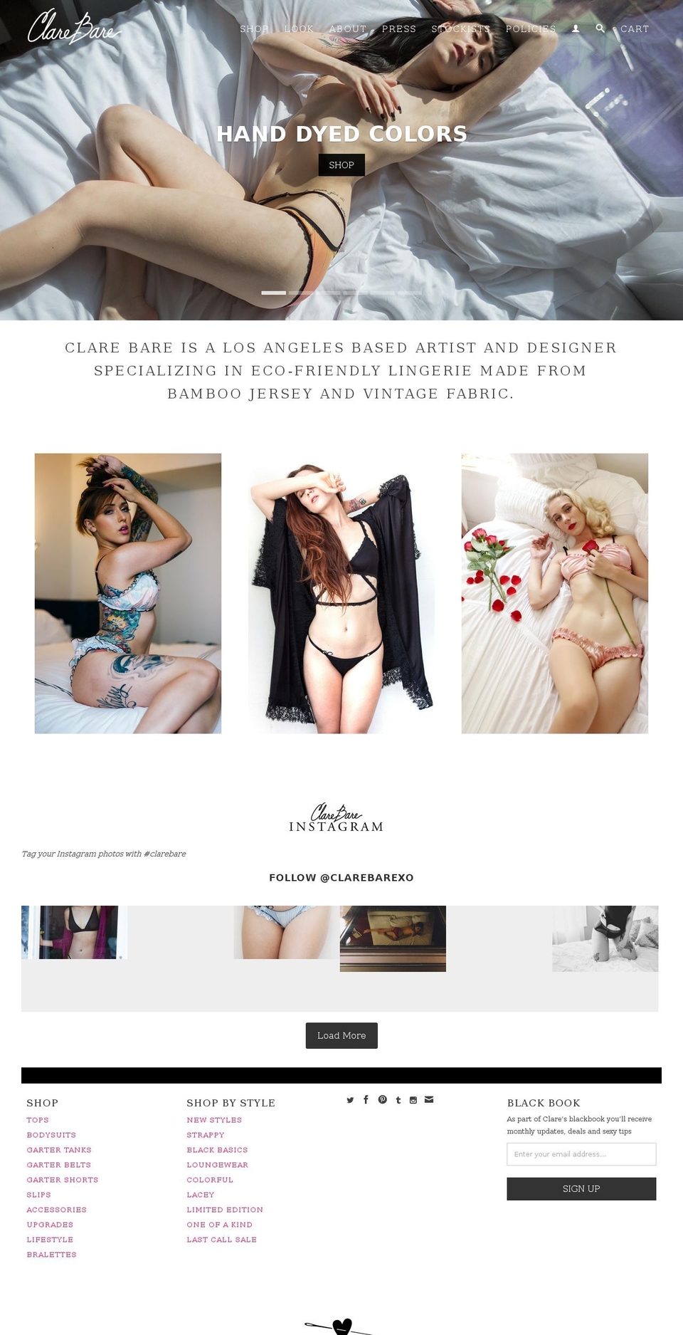 clarebare.com shopify website screenshot