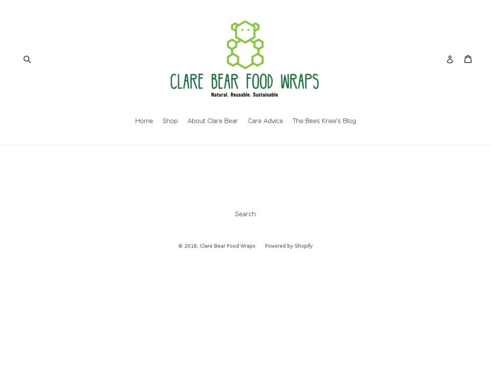 clarebearfoodwraps.com — Shopify storefront screenshot