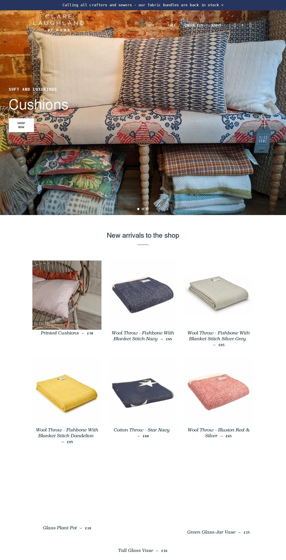 clarelaughlandathome.co.uk shopify website screenshot