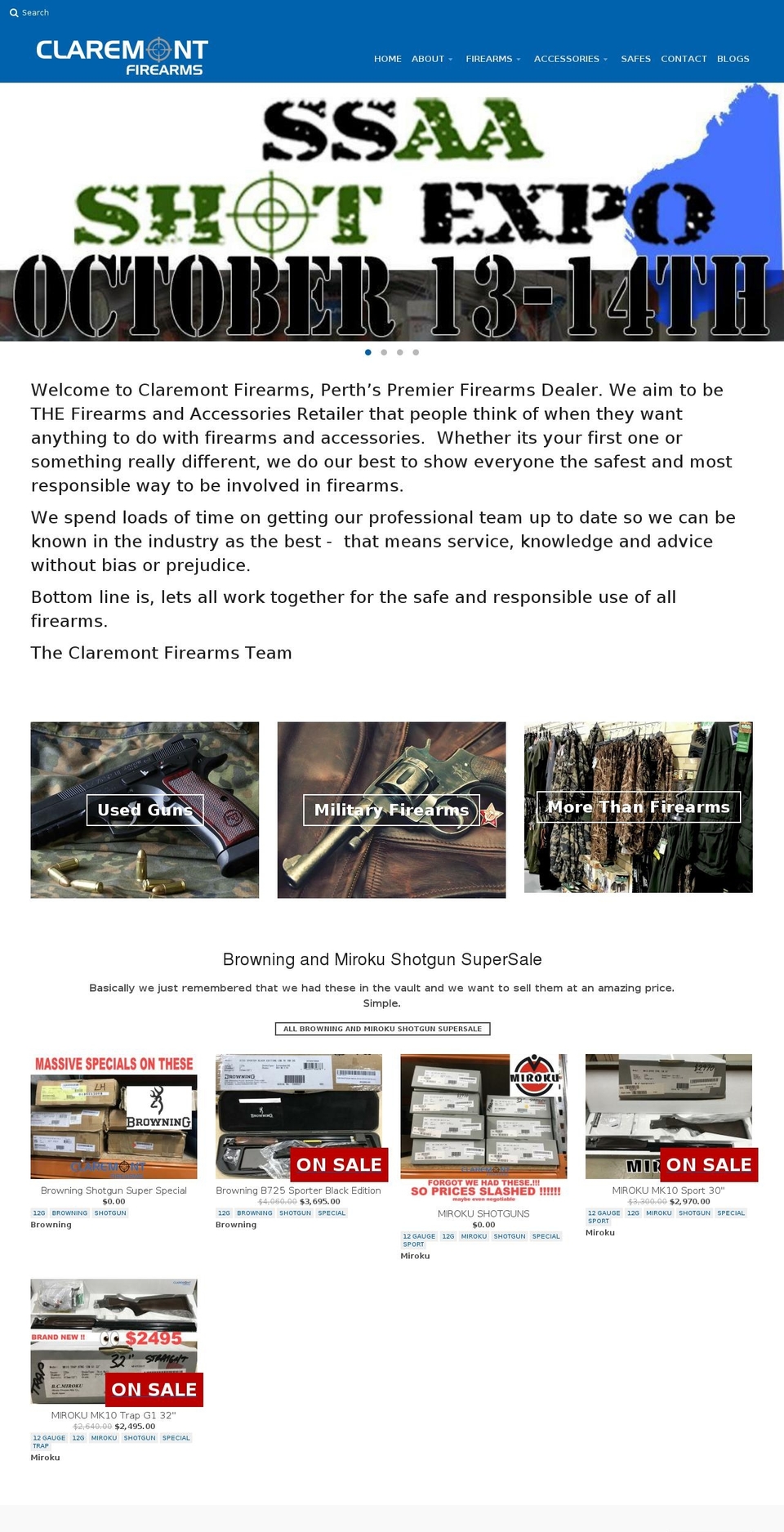 claremontfirearms.com.au shopify website screenshot