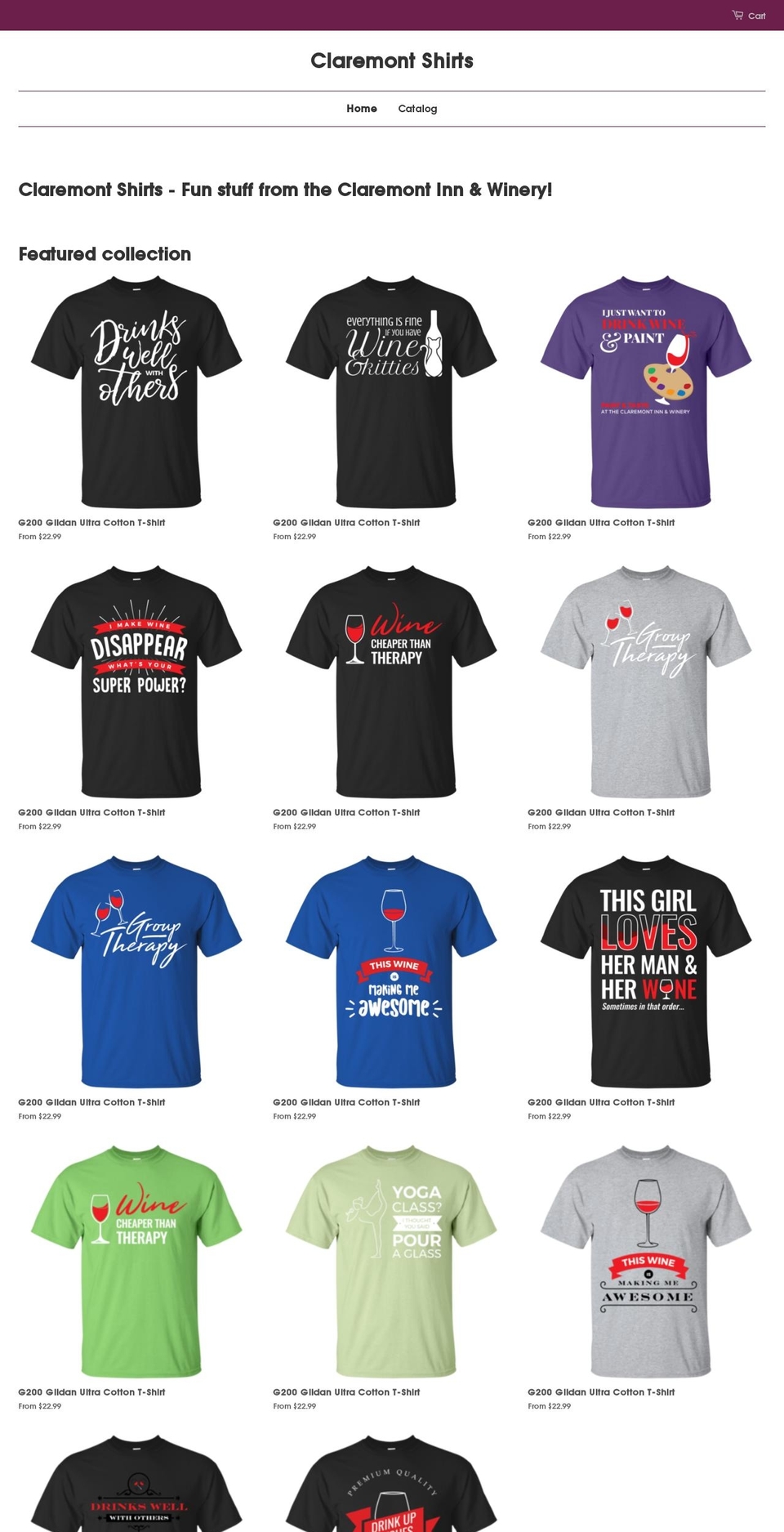 claremontshirts.com — Shopify storefront screenshot