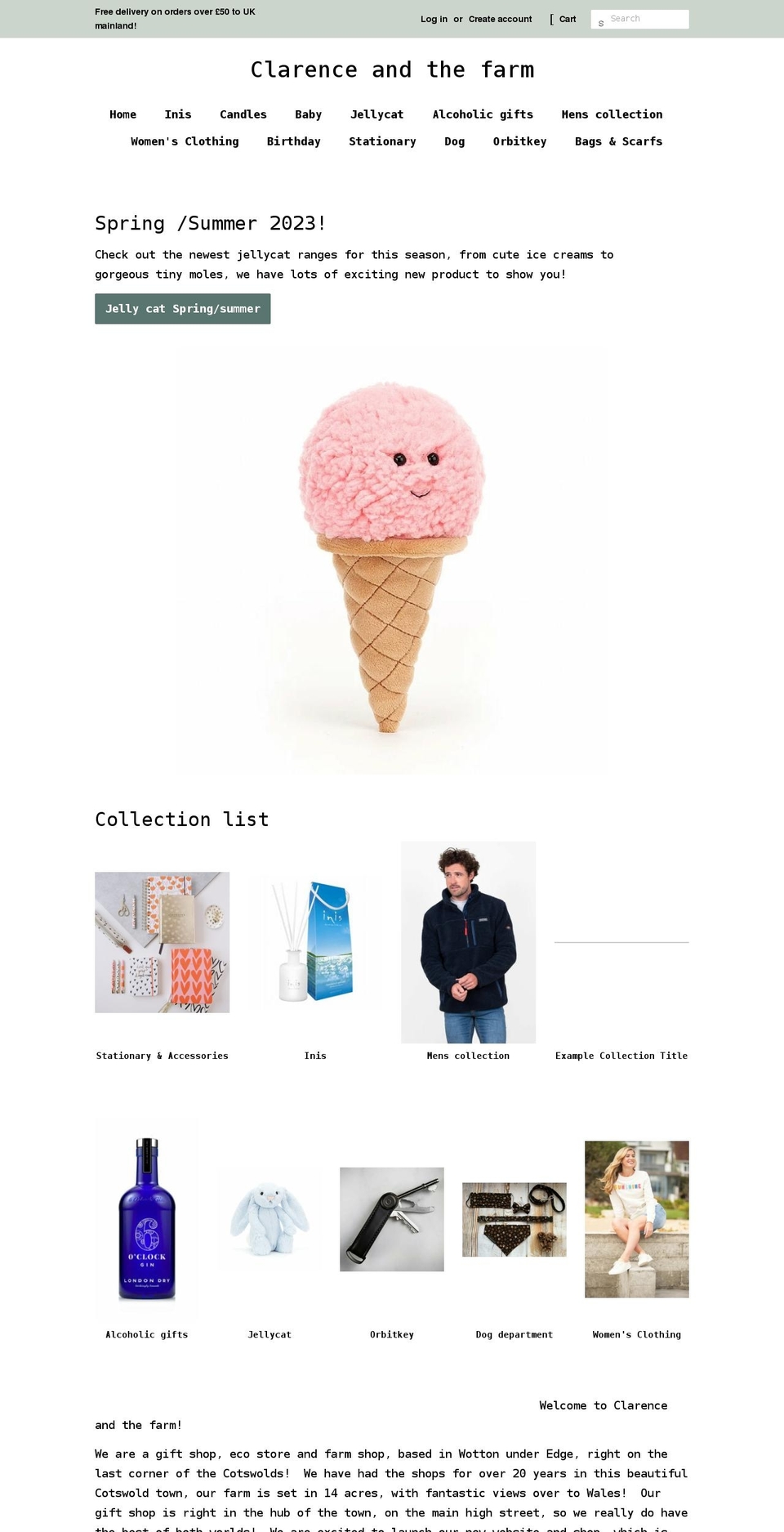clarenceandthefarm.co.uk shopify website screenshot