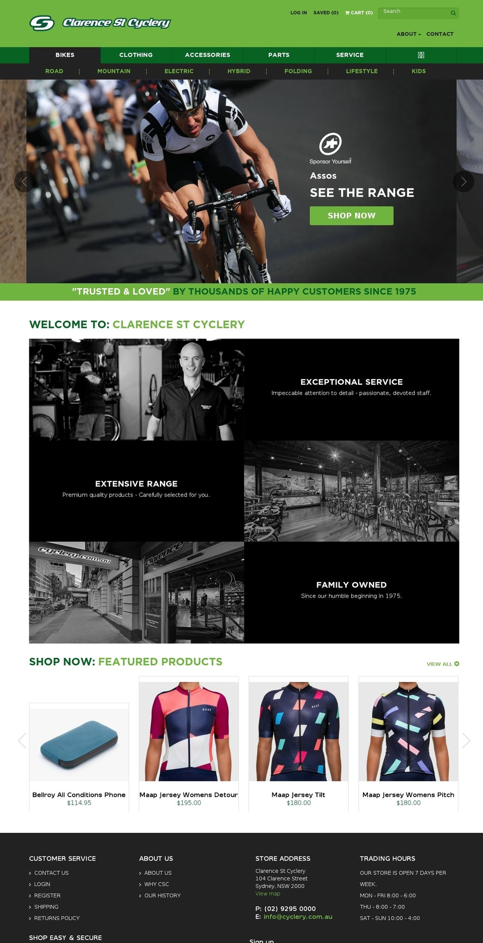 Clarence St Cyclery v12 by CLICK2IT (07... Shopify theme site example clarencestcyclery.com