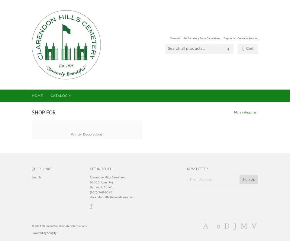 clarendonhillsdecorations.com shopify website screenshot