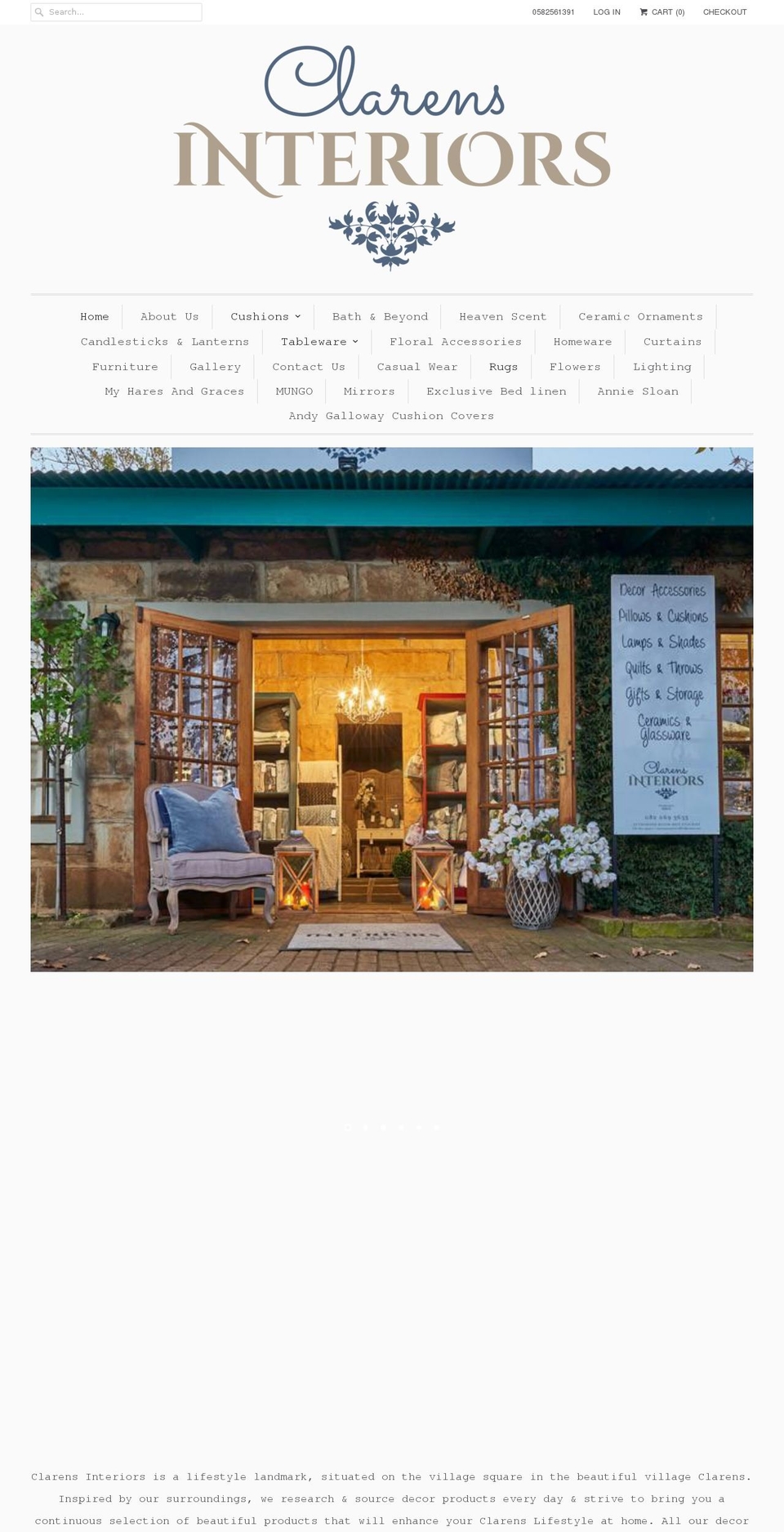 clarensinteriors.com shopify website screenshot