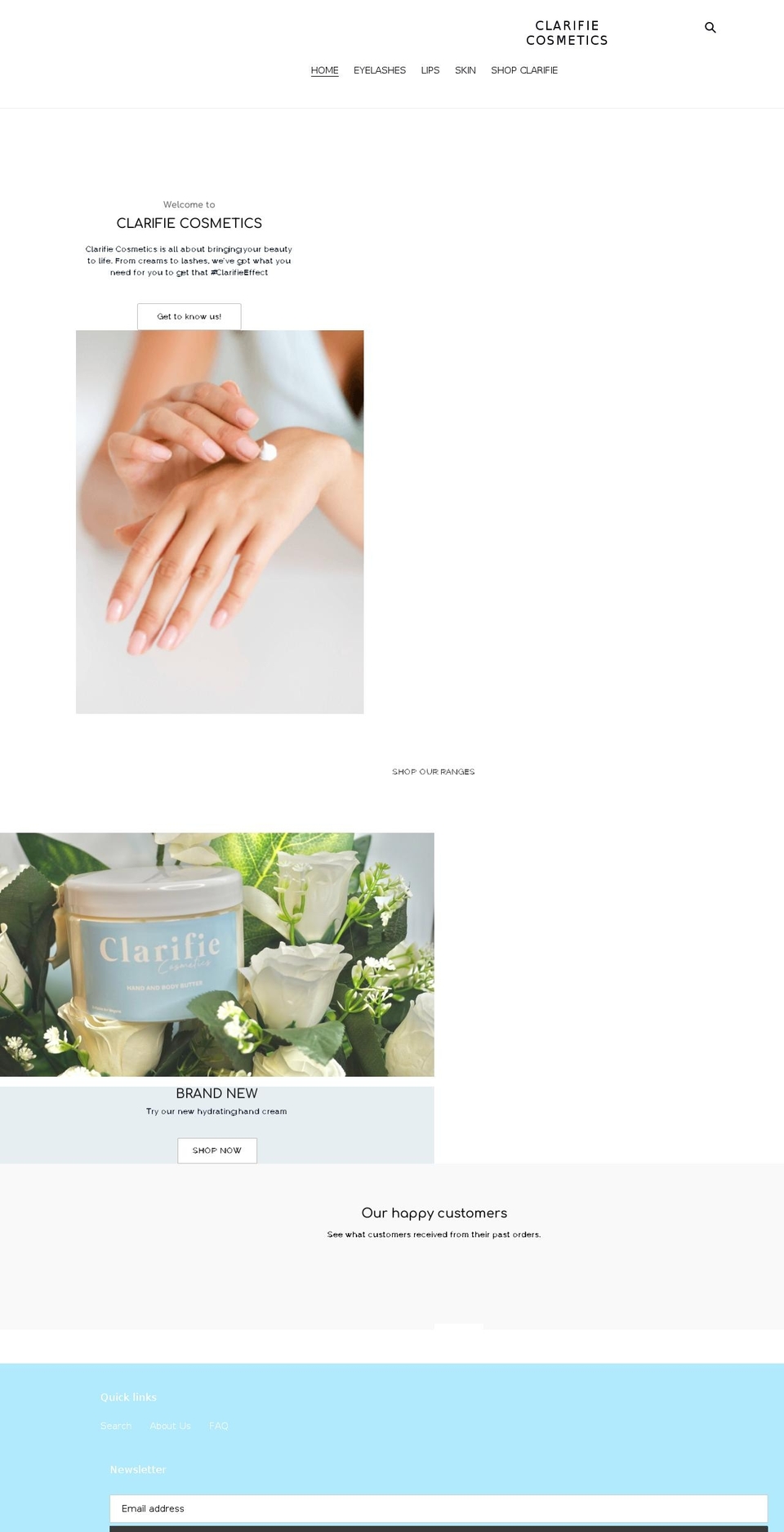 clarifiecosmetics.com shopify website screenshot