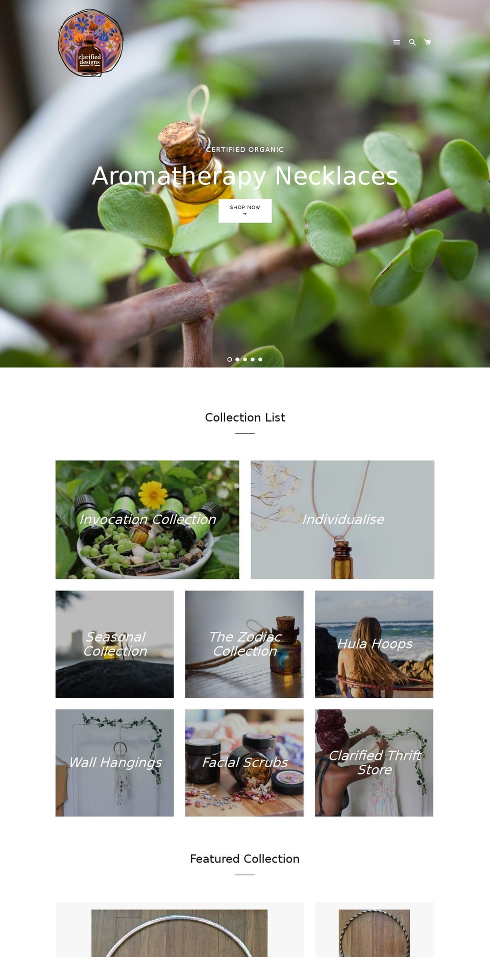 clarified-designs.com shopify website screenshot