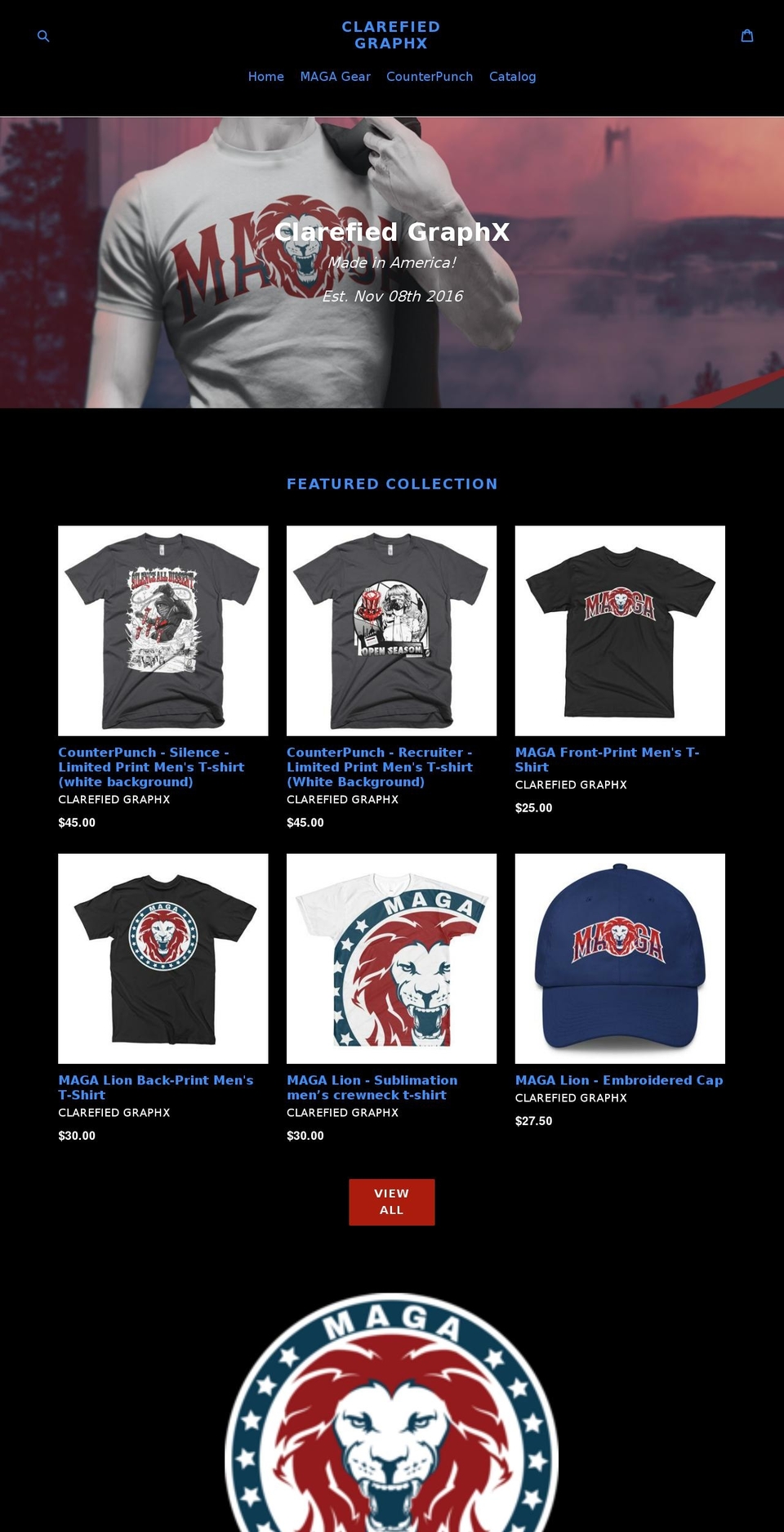 clarifiedgraphx.com — Shopify storefront screenshot