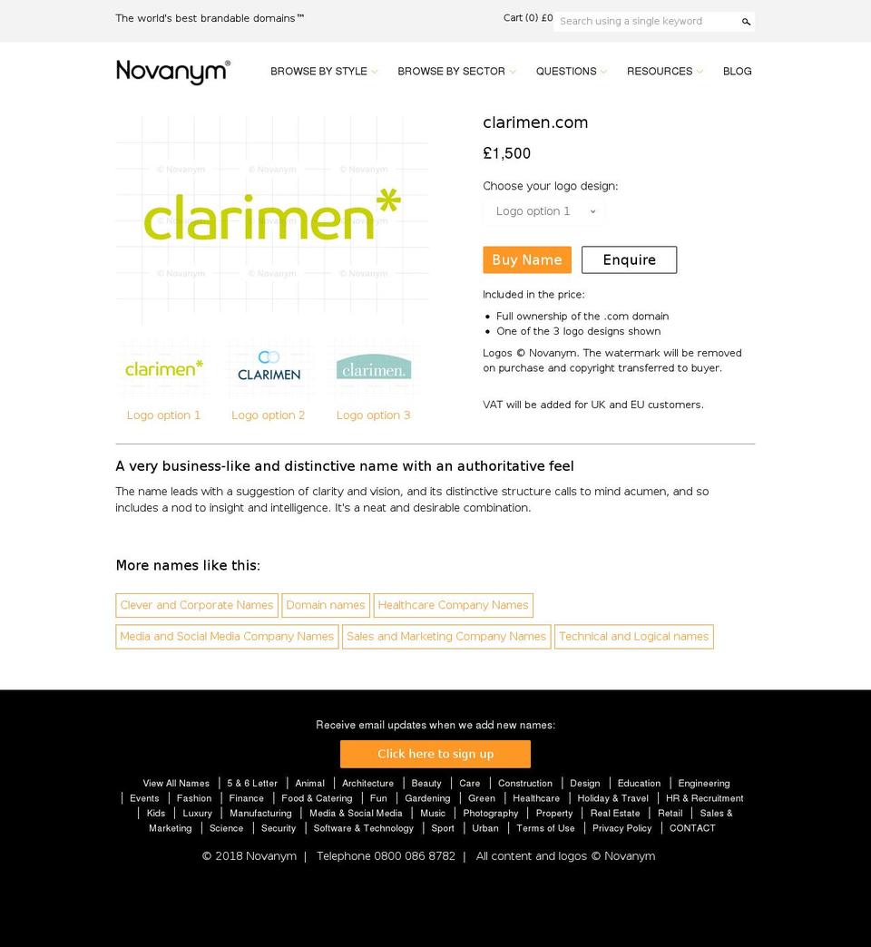 LIVE + Wishlist Email Shopify theme site example clarimen.com