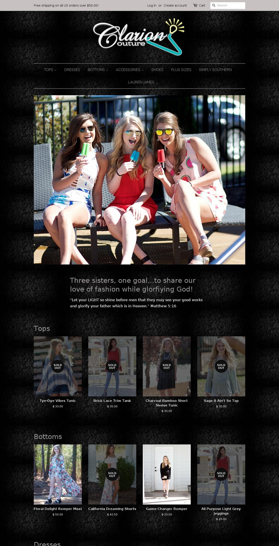 clarioncouture.com shopify website screenshot